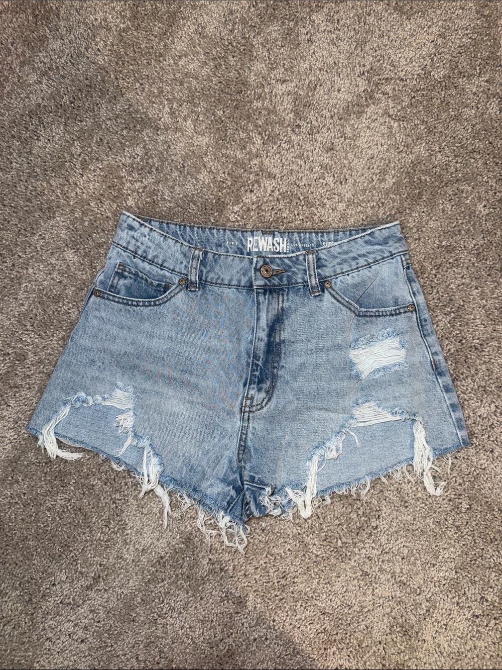 Rewash Light Wash Distressed Denim Cutoff Shorts